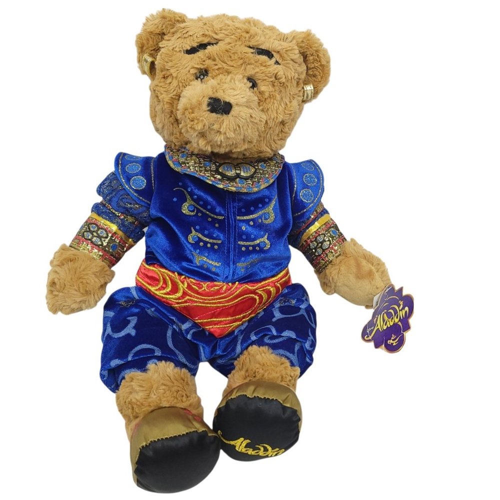 Disney Aladdin Genie Bear Plush 17 Inch Stuffed Animal Toy Brown Blue Red